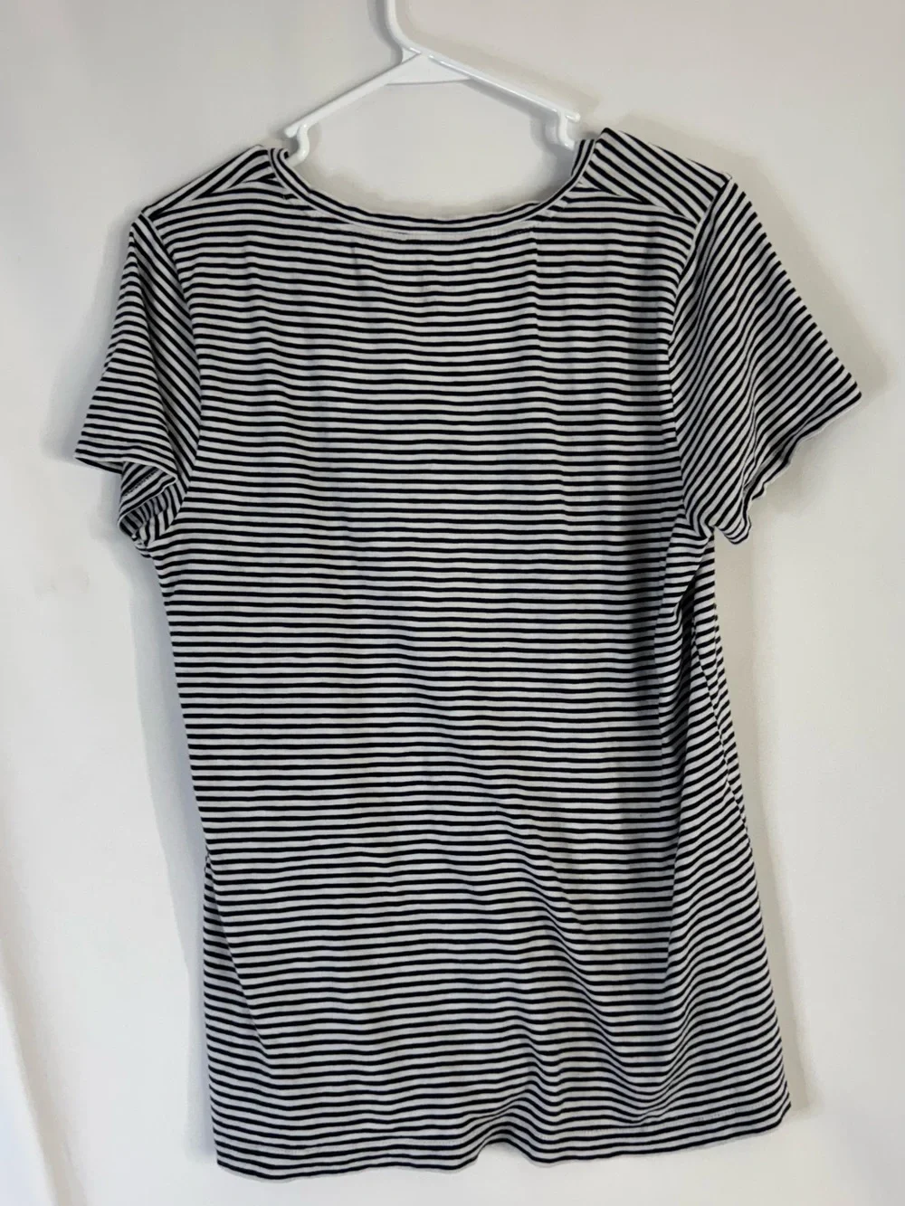 J. Crew Black and White Striped V-Neck Short Sleeve Tee